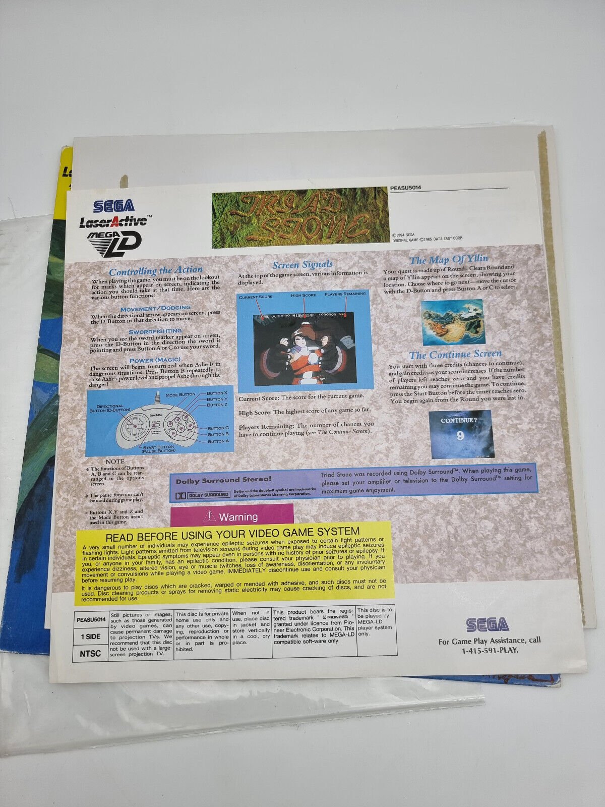 TRIAD STONE MEGA LD LASERACTIVE PIONEER USA VERSION USED TESTED - Image 3